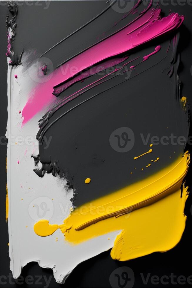 close up of a painting with yellow and pink paint. . photo