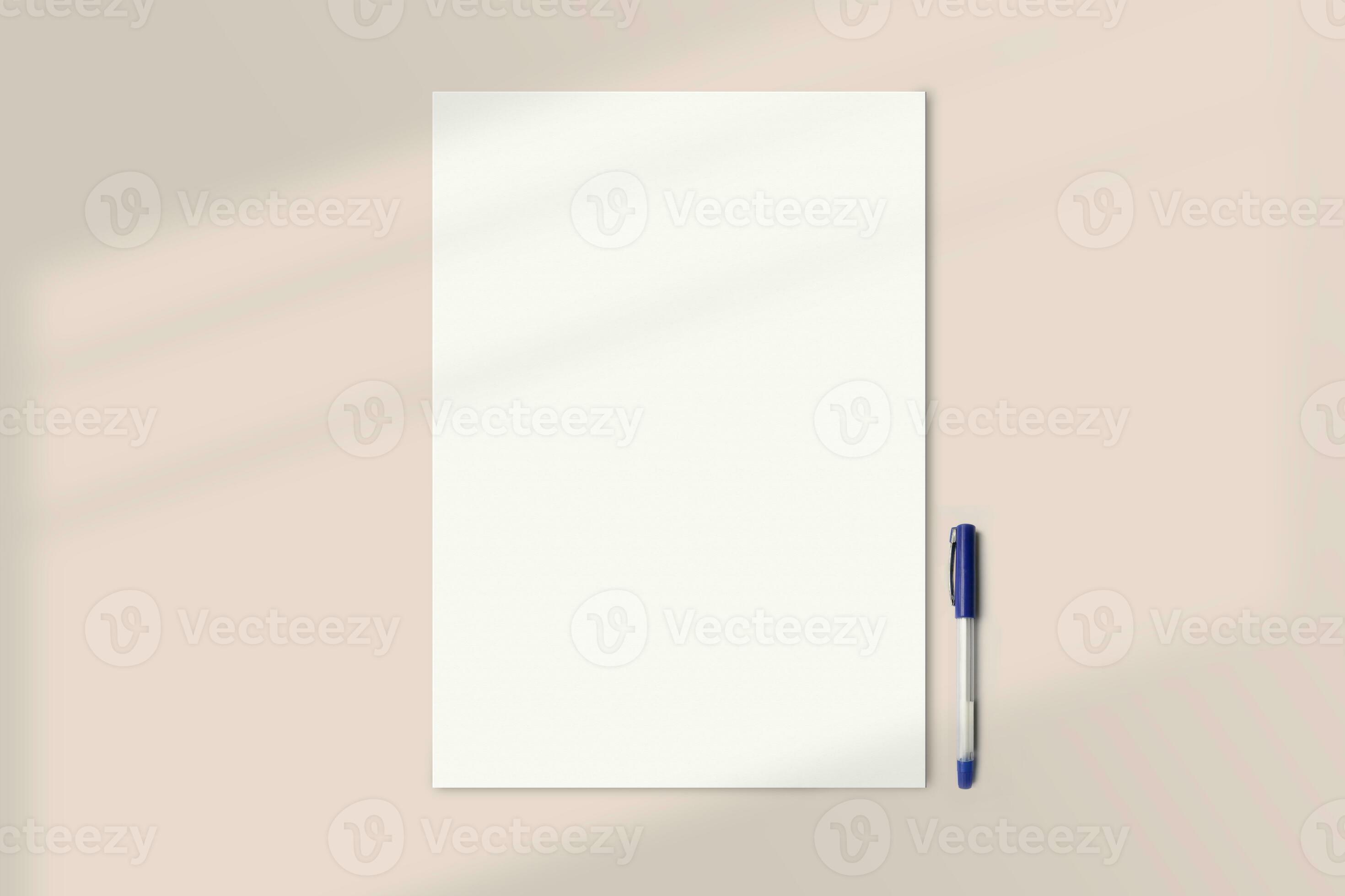 Realistic A3 paper flatlay mockup with a pen. Portrait big paper A3  International Paper Size mockup top view. Simple, clean, modern, minimal  poster mock up flat lay concept 23881865 Stock Photo at