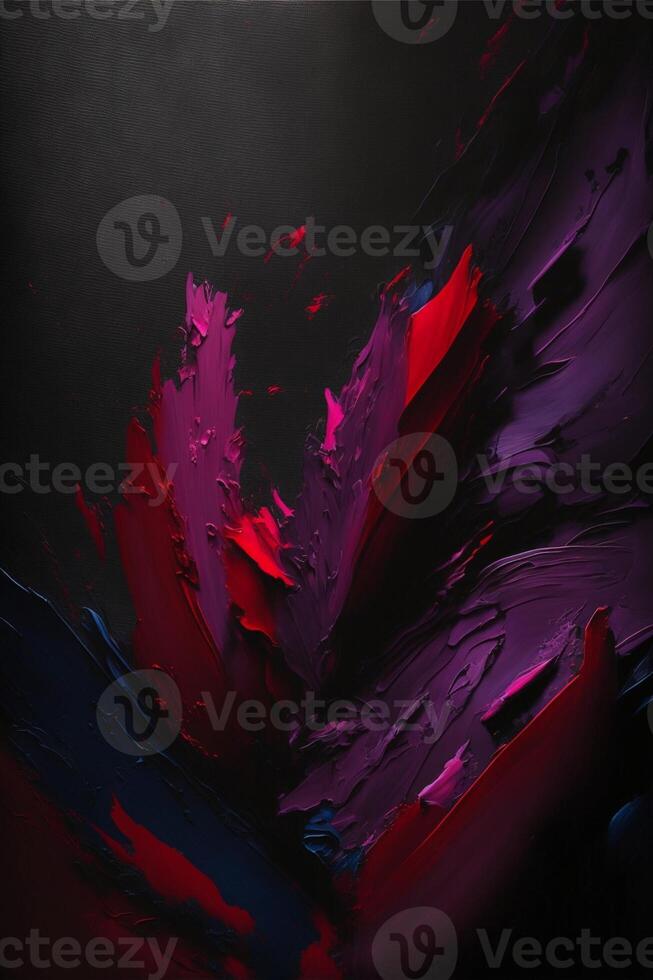 red and purple abstract painting on a black background. generative ai