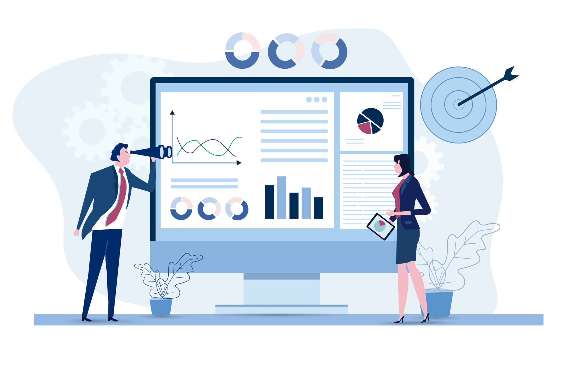 People Analysing Stats and Data in Visual Form Stock Vector - Illustration  of attracting, documentation: 173854319