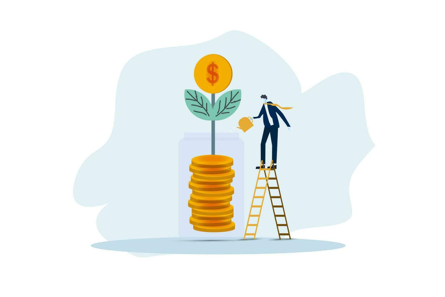 Investment illustration. businessman investing money in self development,businessman finance management and financial literacy concept. Vector illustration.