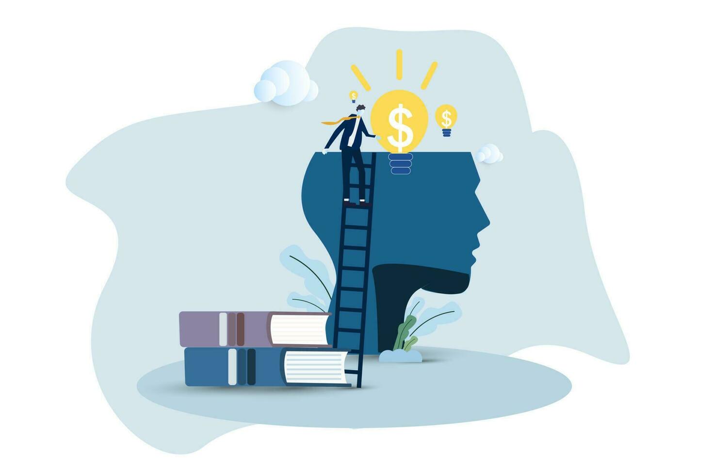 self development illustration. Characters with healthy mentality relaxing, self-learning and easily solving problems. Psychotherapy concept. Vector illustration.