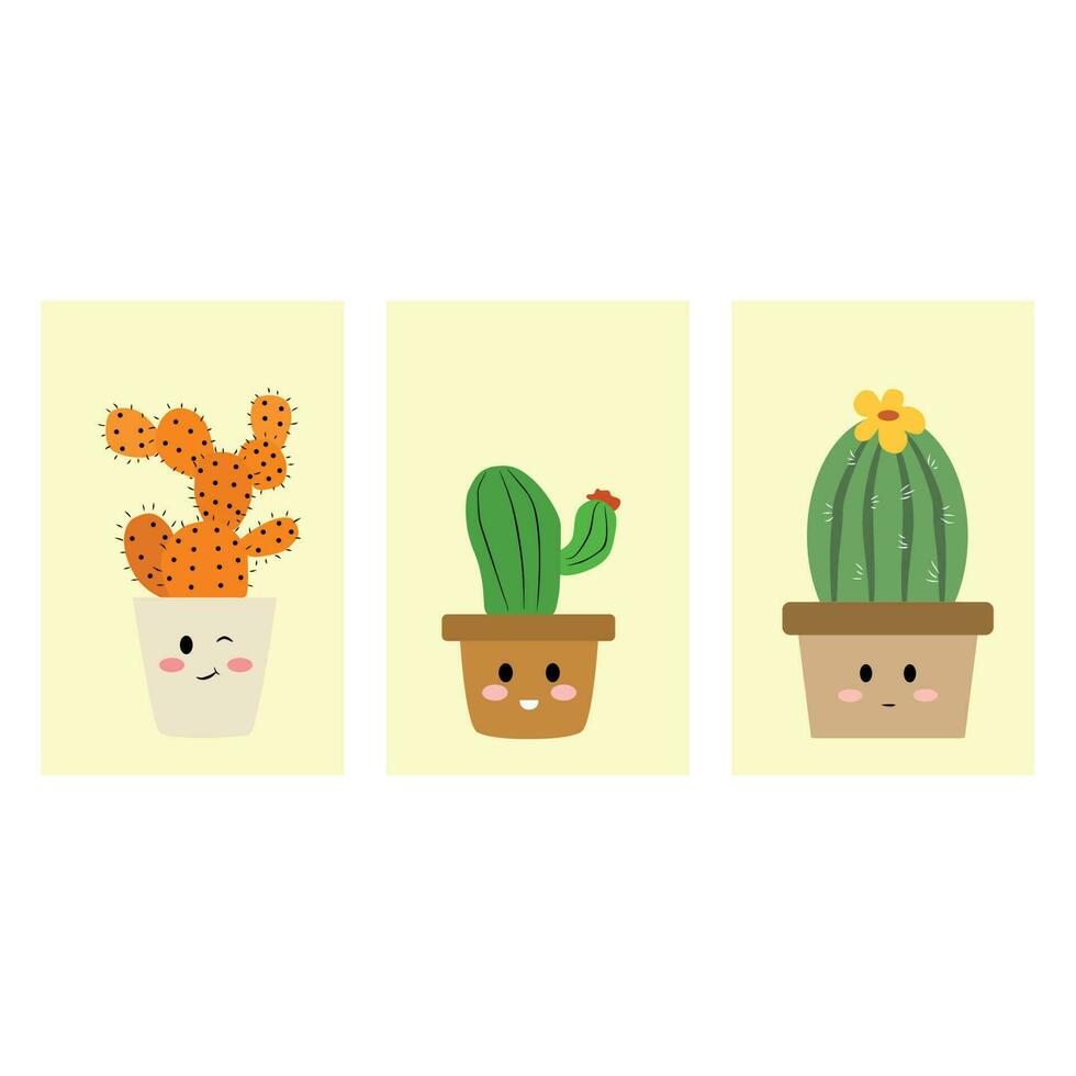 Cute cactus character illustration vector
