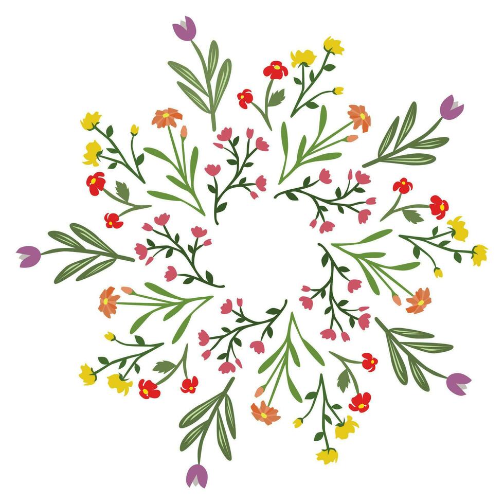 Aesthetic floral wreath vector