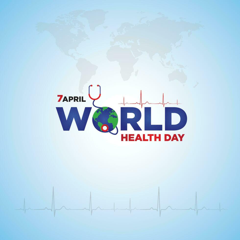 World Health Day. World strong health vector design. Vector illustration for World Health Day in blue background.