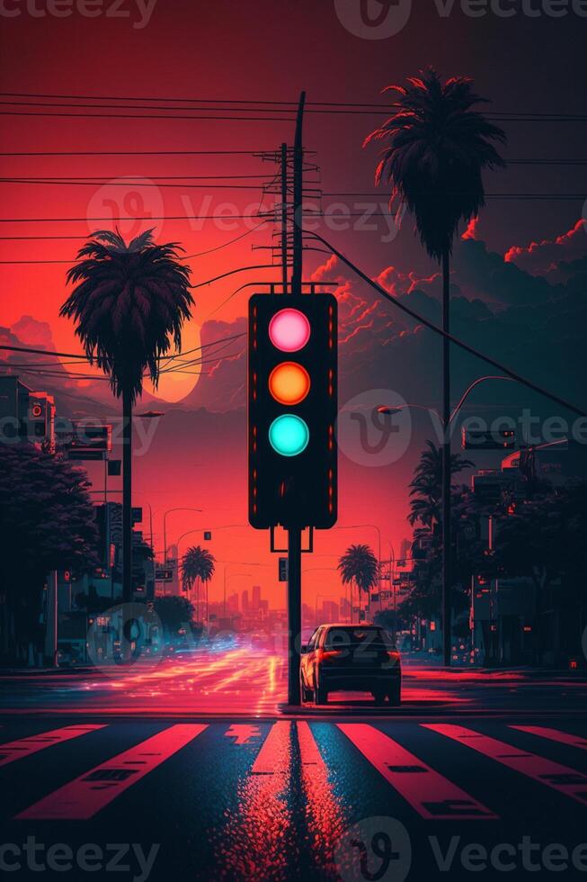 allí es un tráfico ligero ese rojo y verde en el calle. generativo ai. foto