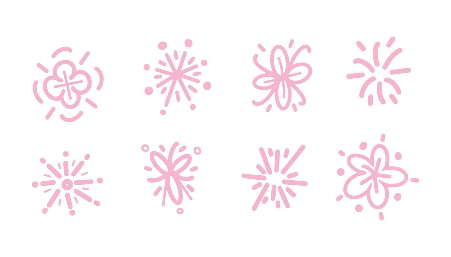 Set of hand drawn sparkle and starburst. Doodle vector