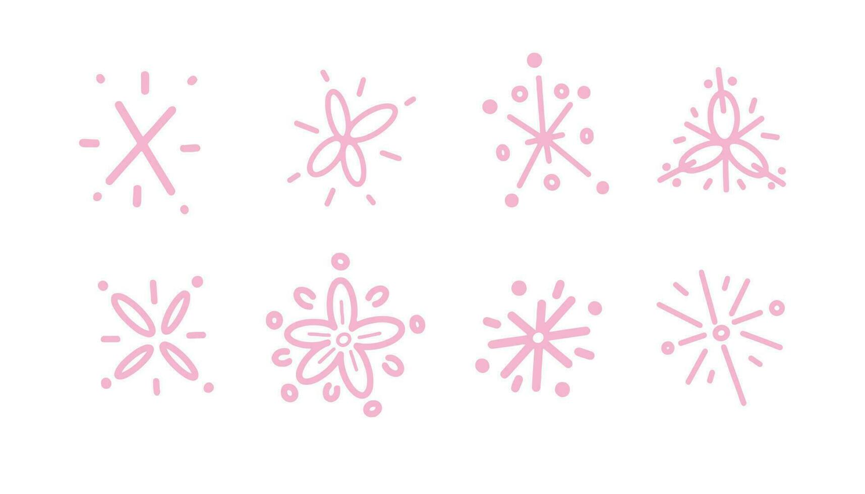 Set of hand drawn sparkle and starburst. Doodle vector