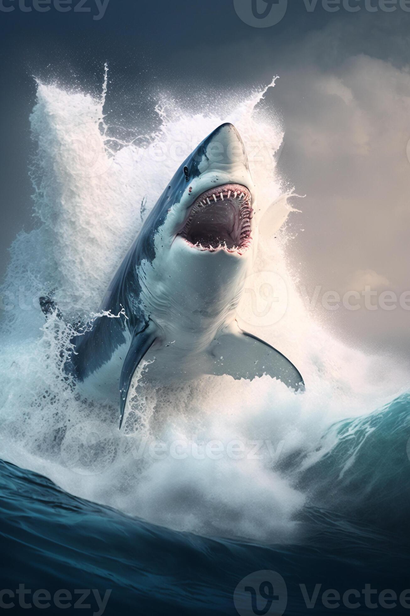 there is a shark that jumping out of the water. generative ai. 23882710