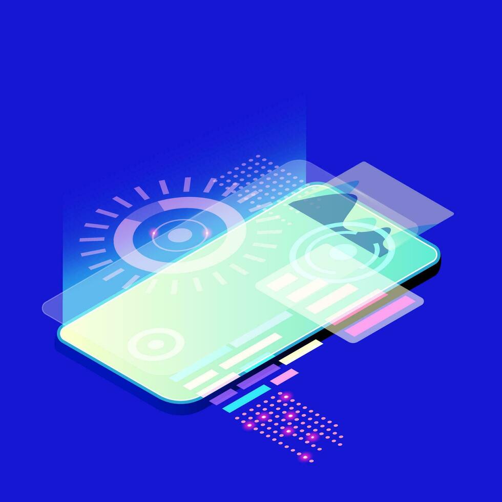 illustration isometric mobile phone technology vector