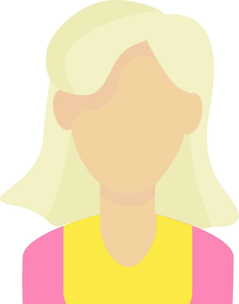 icon colored woman young girl avatar with short wavy blonde hair faceless vector