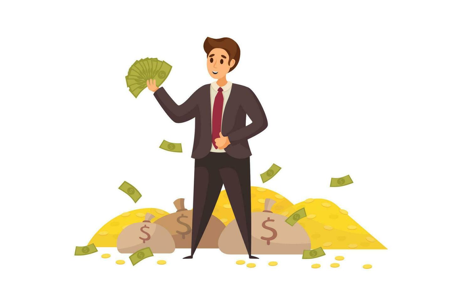 Money, success, capital, profit, wealth, business concept. vector