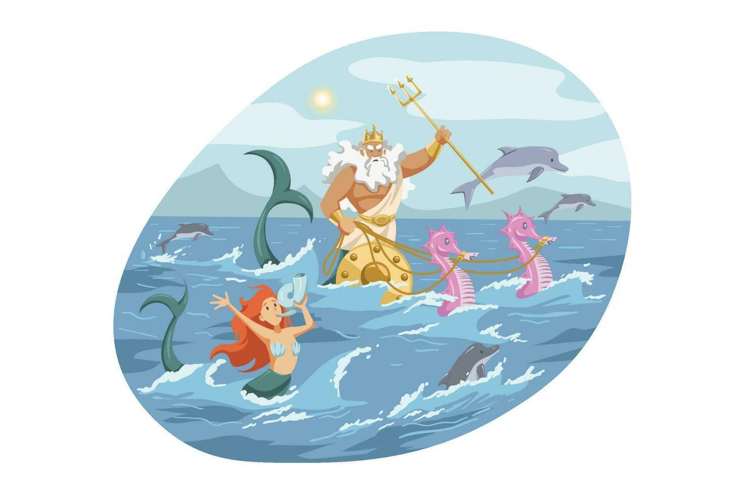 Mythology, Greece, Olympus, god, Neptune, religion concept vector