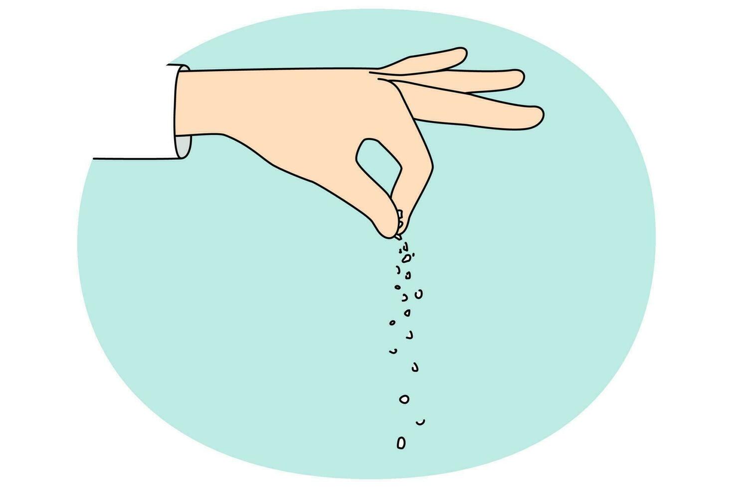 Close up of hand salt food vector