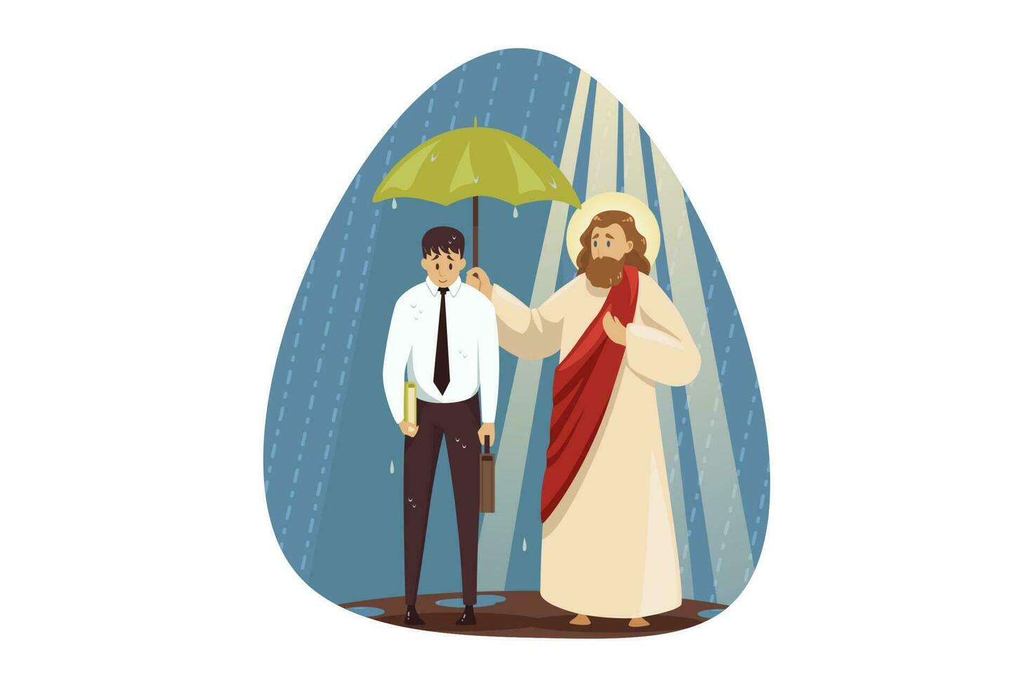 Mental stress, depression, religion, christianity, business concept vector