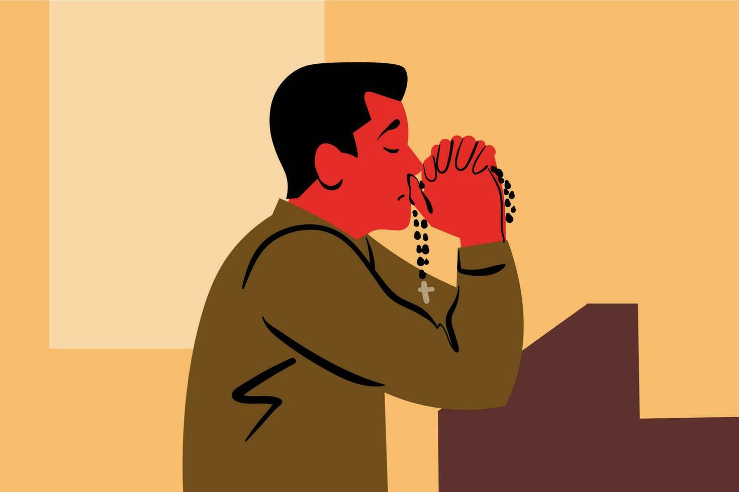 Praying, god, religion, church, christianity, request, faith concept vector