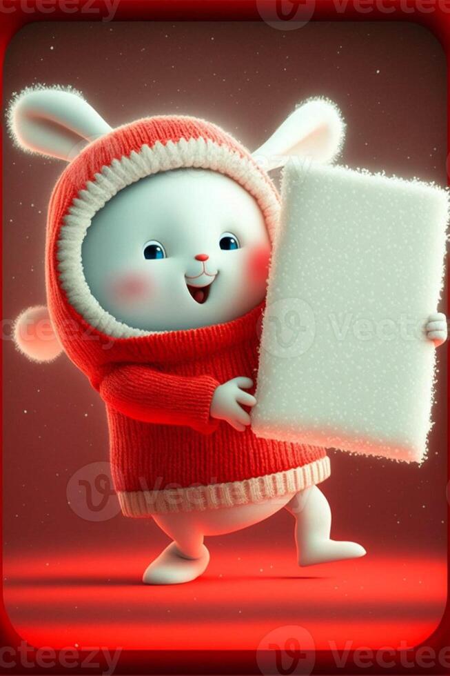 cartoon bunny holding a piece of paper. . photo