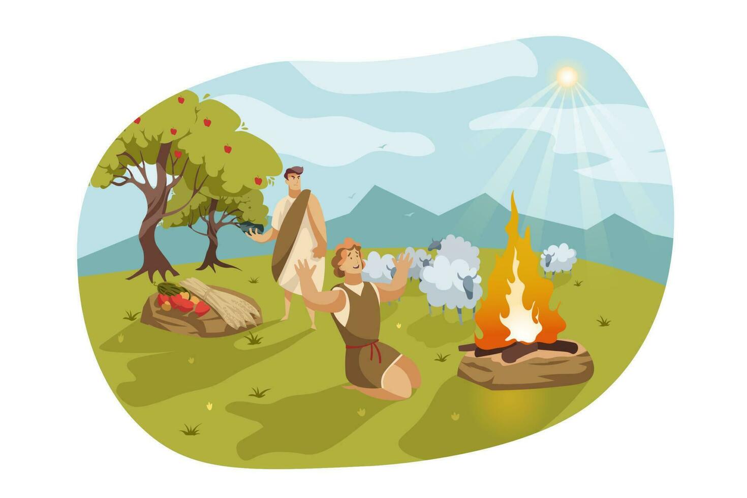 Cain and Abel, Bible concept vector