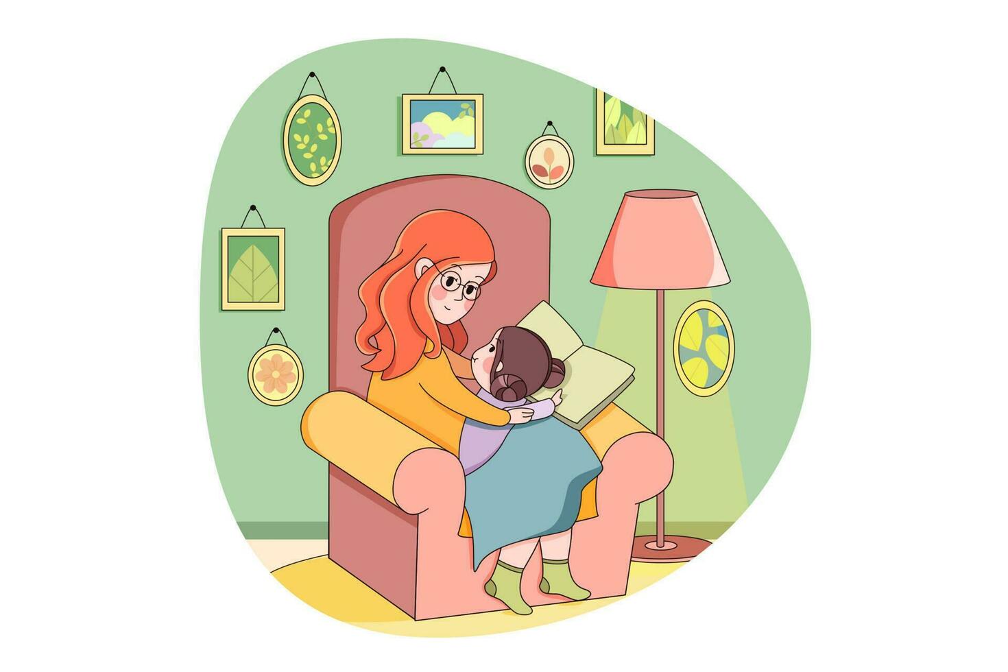 Motherhood, childhood, care, family, education, study, quarantine concept vector