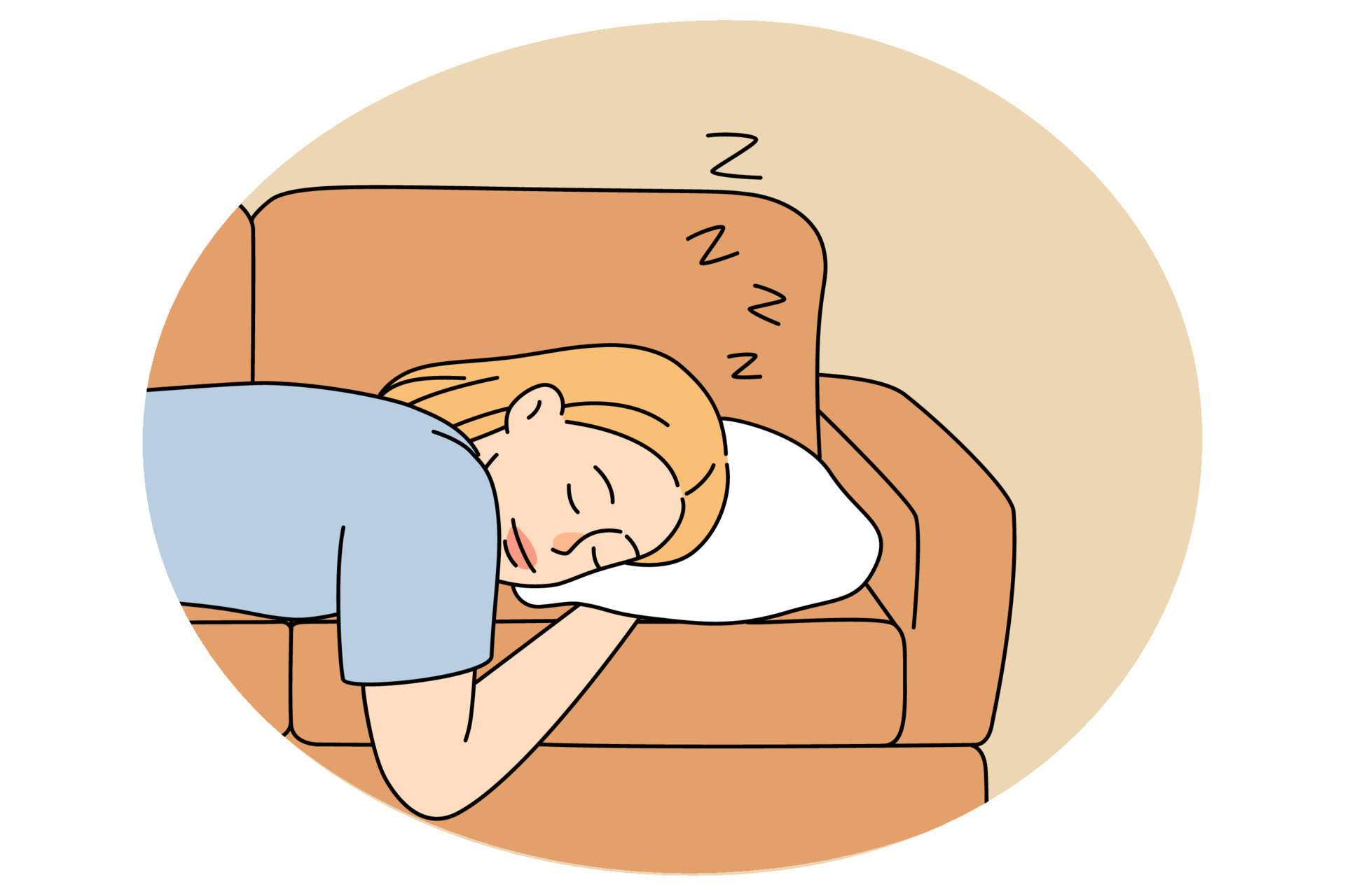 Tired woman sleeping on sofa at home 23883100 Vector Art at Vecteezy