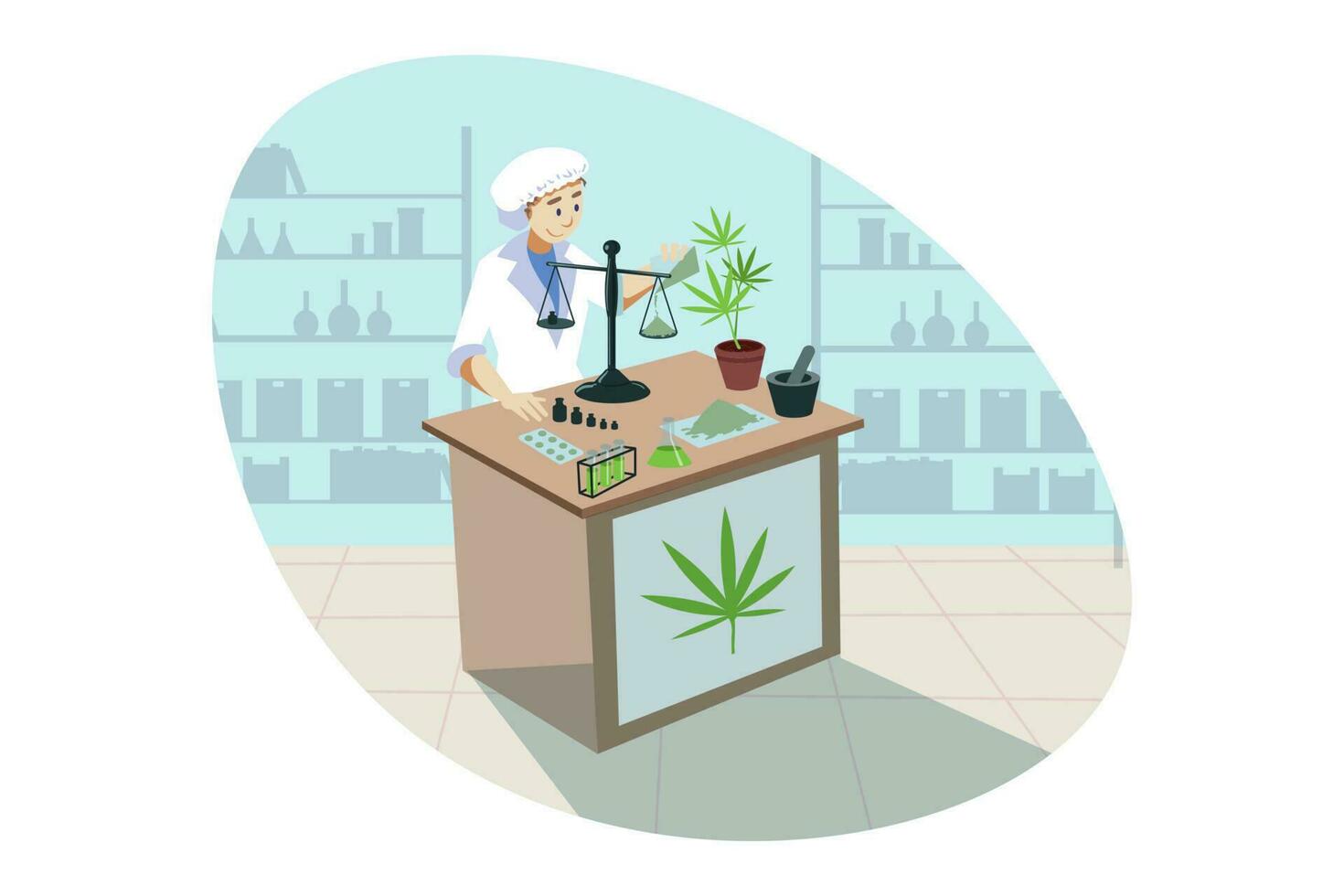 marijuana, canabis, médico investigación, análisis, fármaco concepto. vector