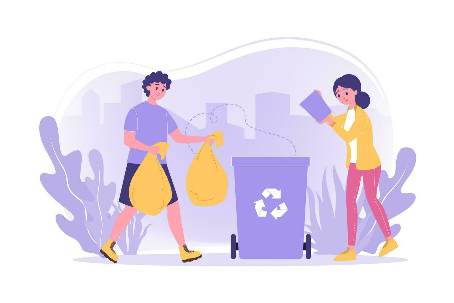 Recycling, volunteering, ecology, work concept vector