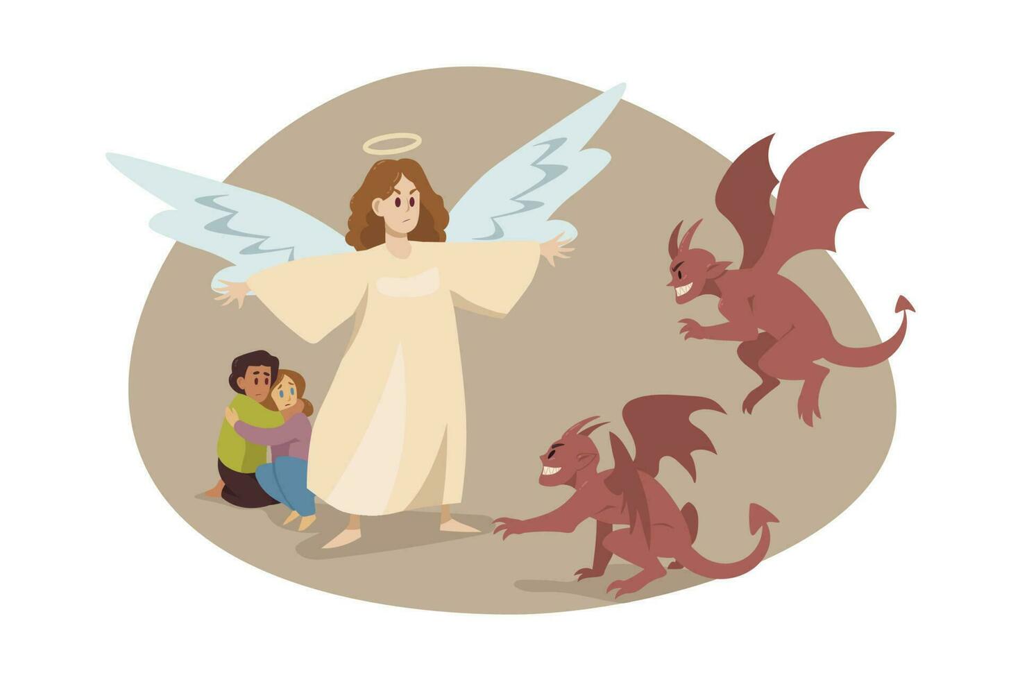 Christianity, religion, protection, devil, care, support concept vector