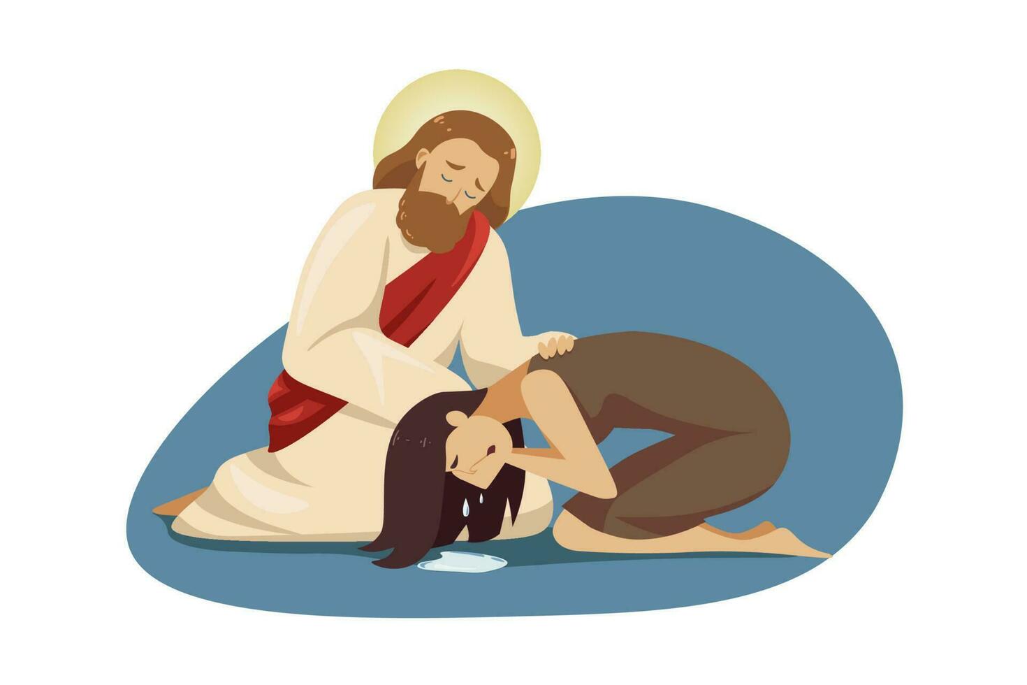 Mental stress, depression, support, religion, christianity concept. vector