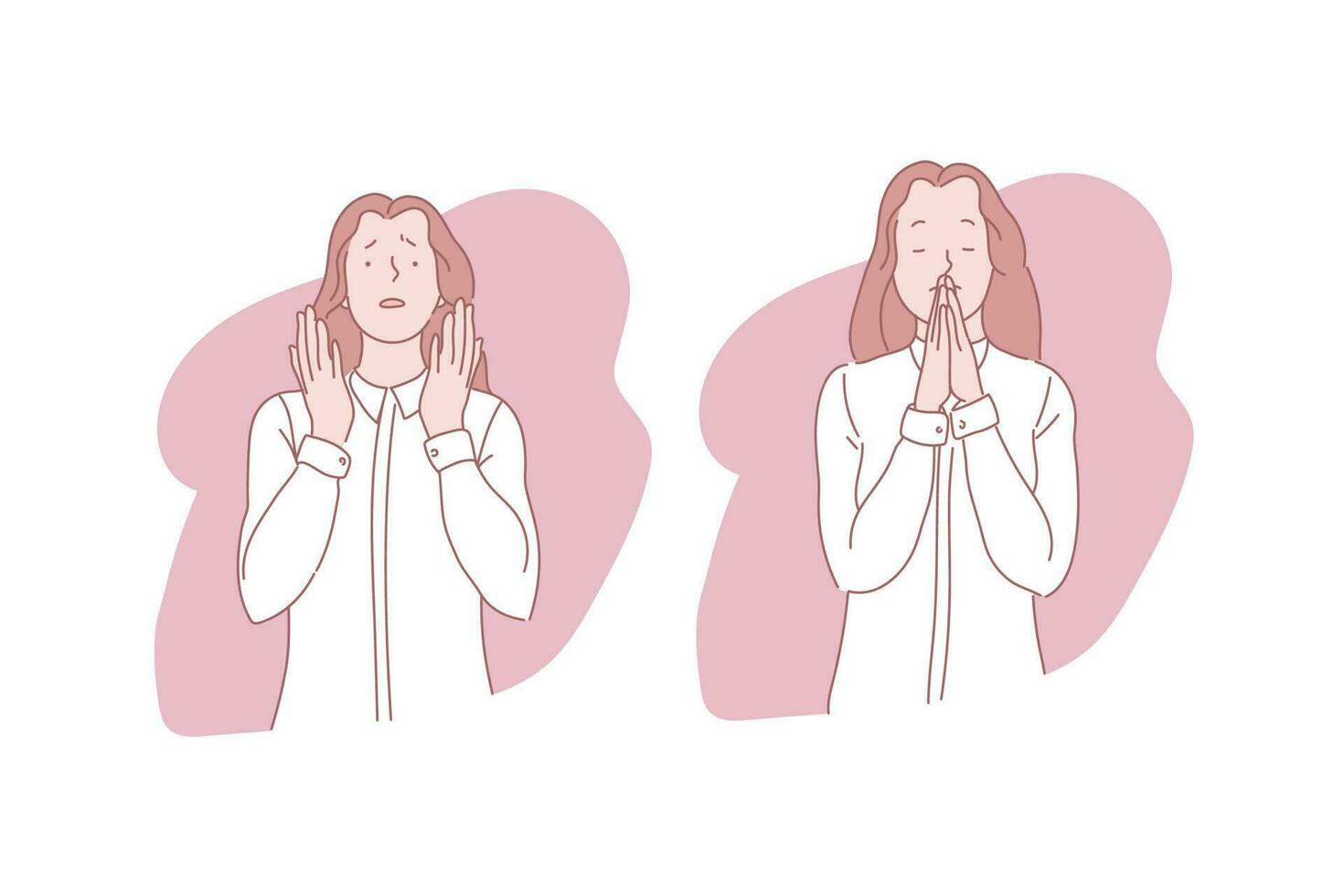 Pray, orison, verbal and silent appeal concept vector