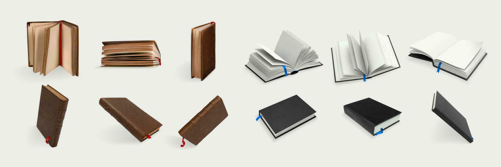 Realistic books set collection vector