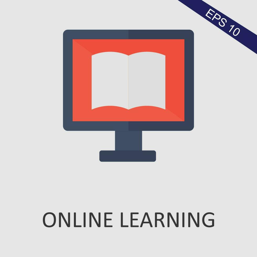 Online Learning Flat Icon Vector Eps File