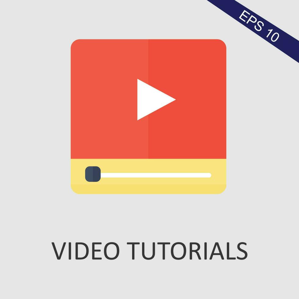 vídeo tutorial plano icono vector eps archivo