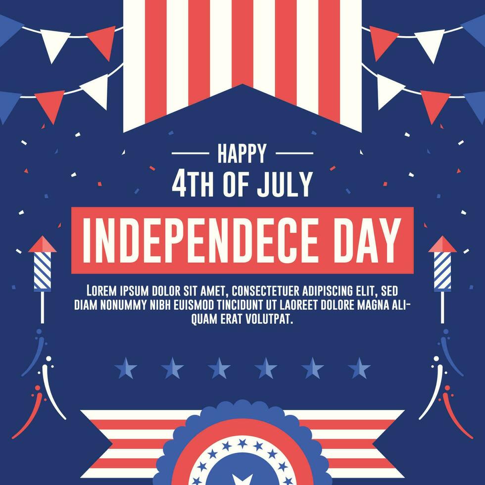 4th of july independence day social media template vector