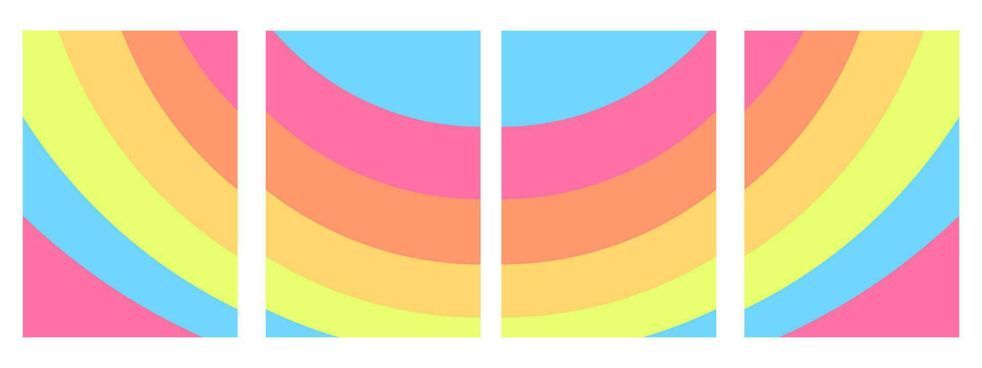 Set of abstract background with beautiful rainbow color pink, yellow, blue. Vertical banner vector