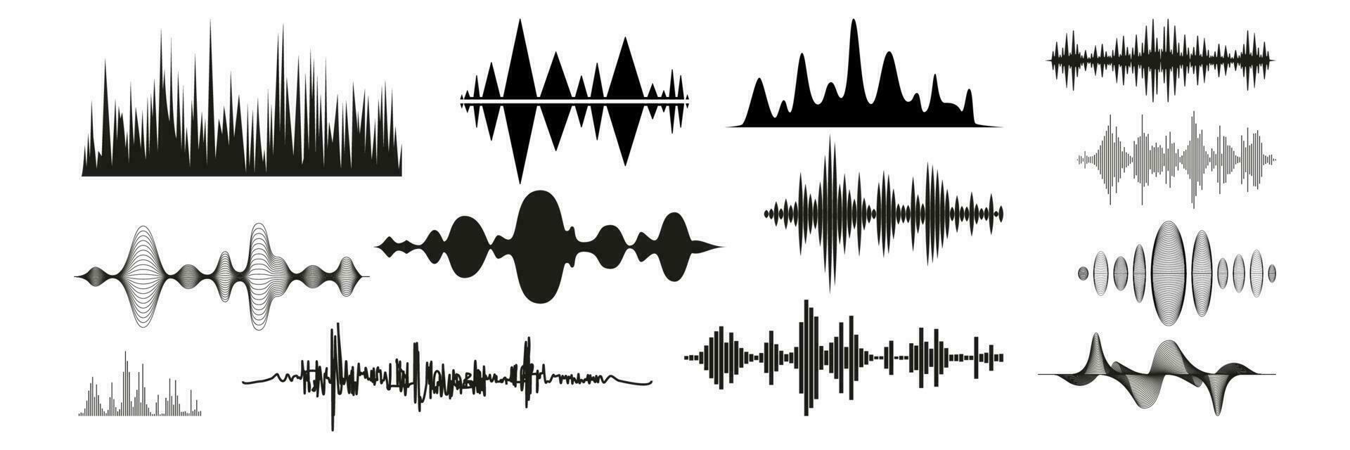 Realistic sound waves set collection vector