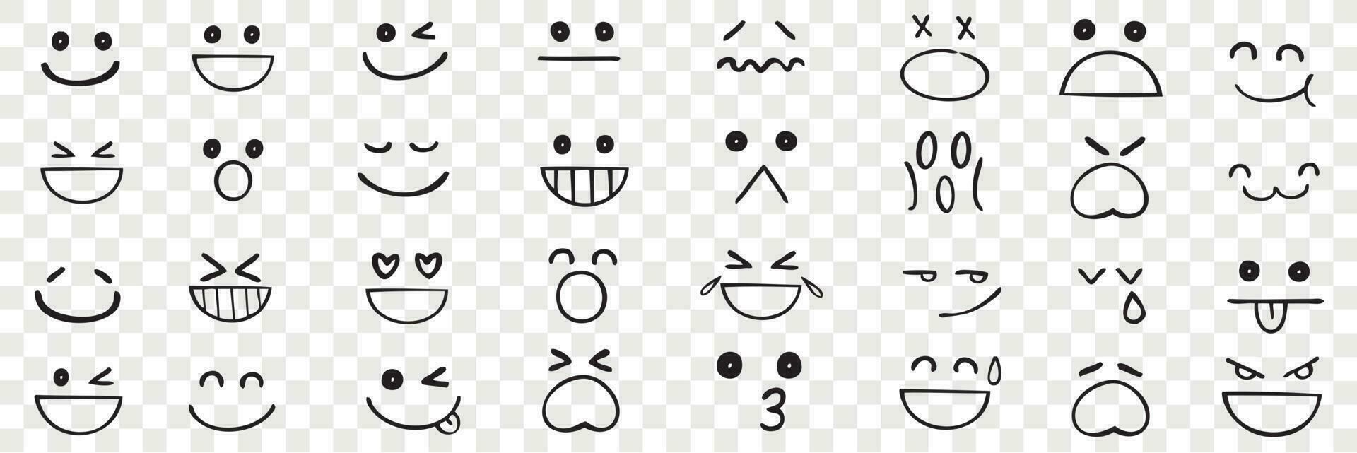 Hand drawn emotions doodle set vector
