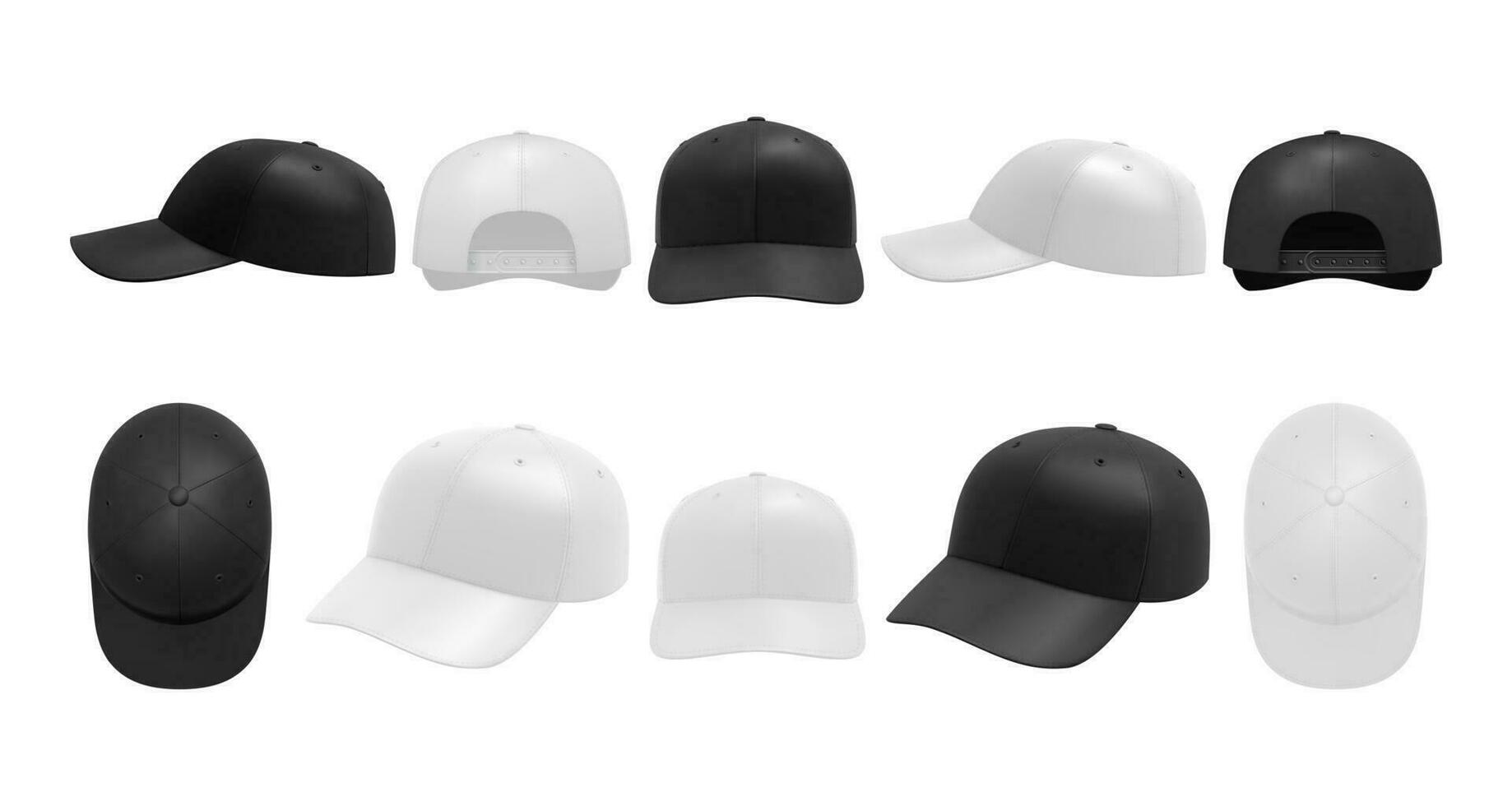 White and black caps set collection vector