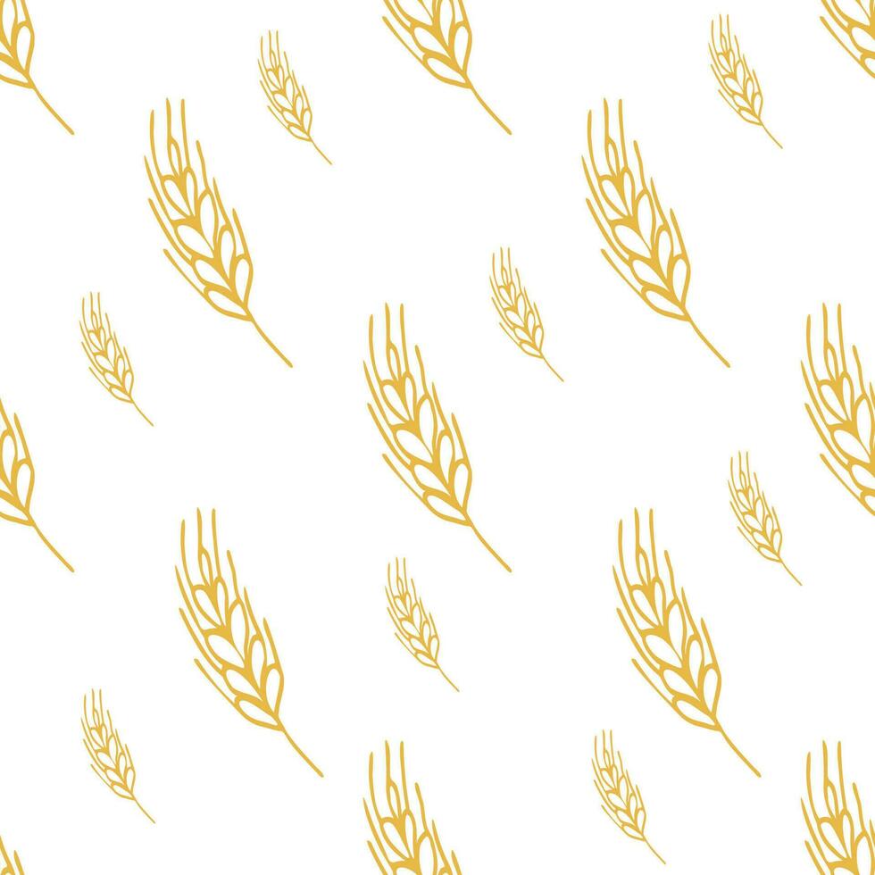 Simple texture with ears of wheat for wrapping paper, wallpaper, prints. Repeated grain shape for decoration design prints. Seamless geometric pattern vector