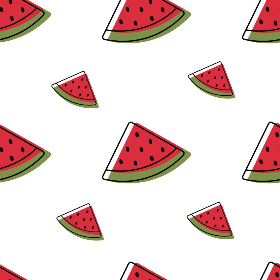 Seamless watermelon slice pattern.Watermelon slices on white background. Best for textile, wallpapers, home decoration, wrapping paper, package and web design vector