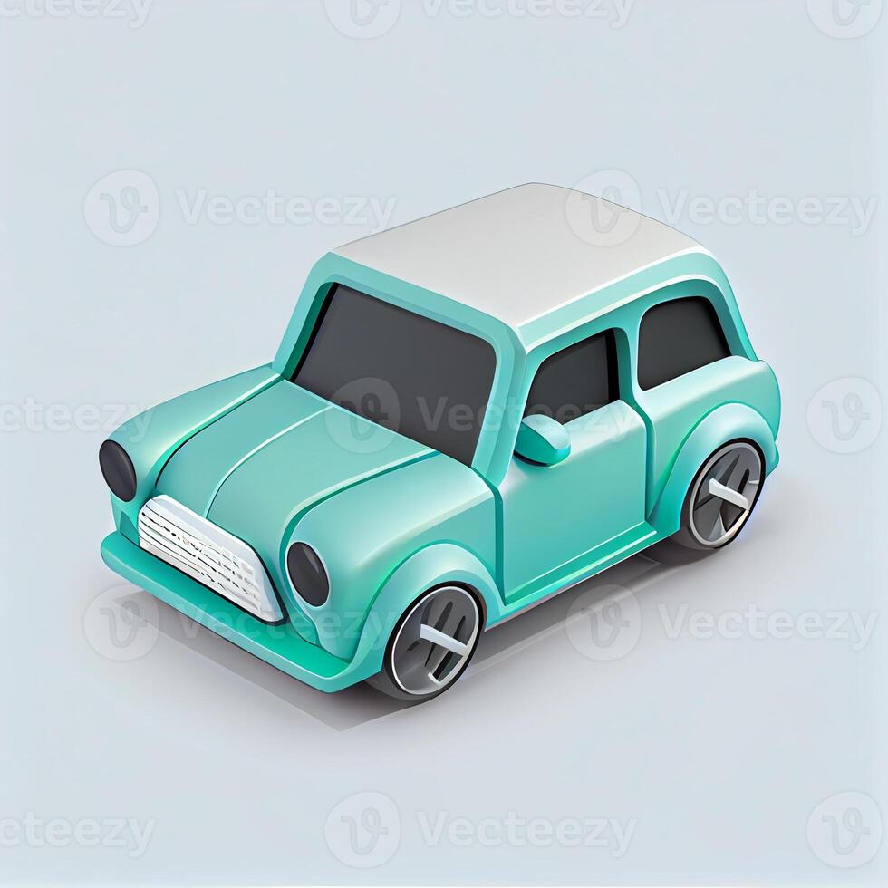 allí es un pequeño juguete coche ese sentado en mesa. generativo ai. foto