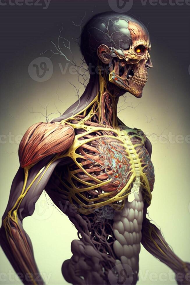 computer generated image of a human skeleton. . photo