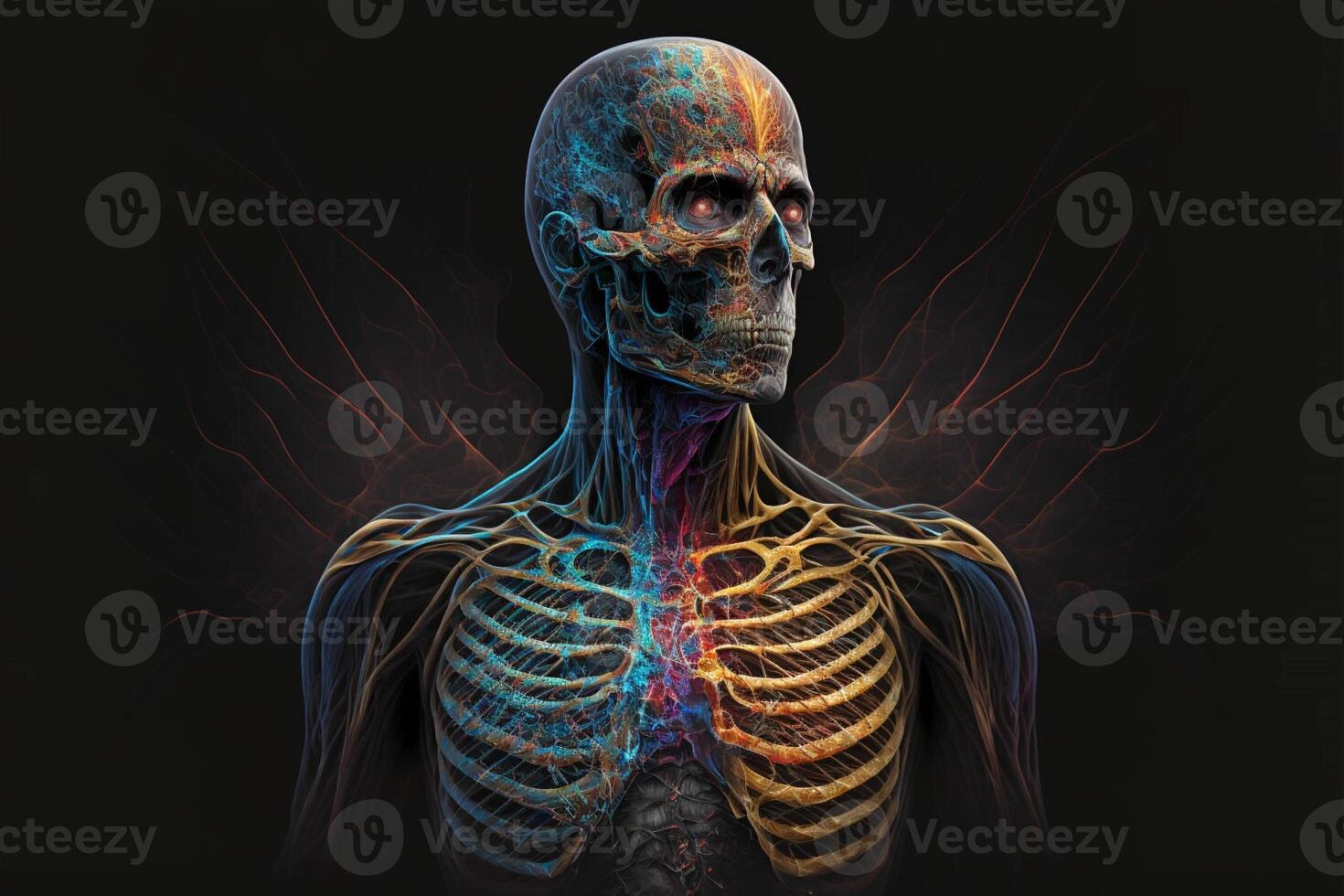 digital illustration of a human skeleton. . photo