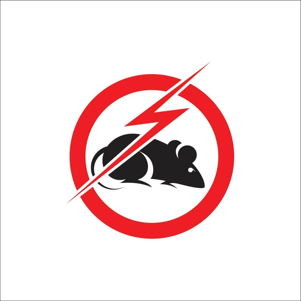 Rat in red forbidding spark circle. Anti rat sign, pest control icon. Rats pest control stop sign vector