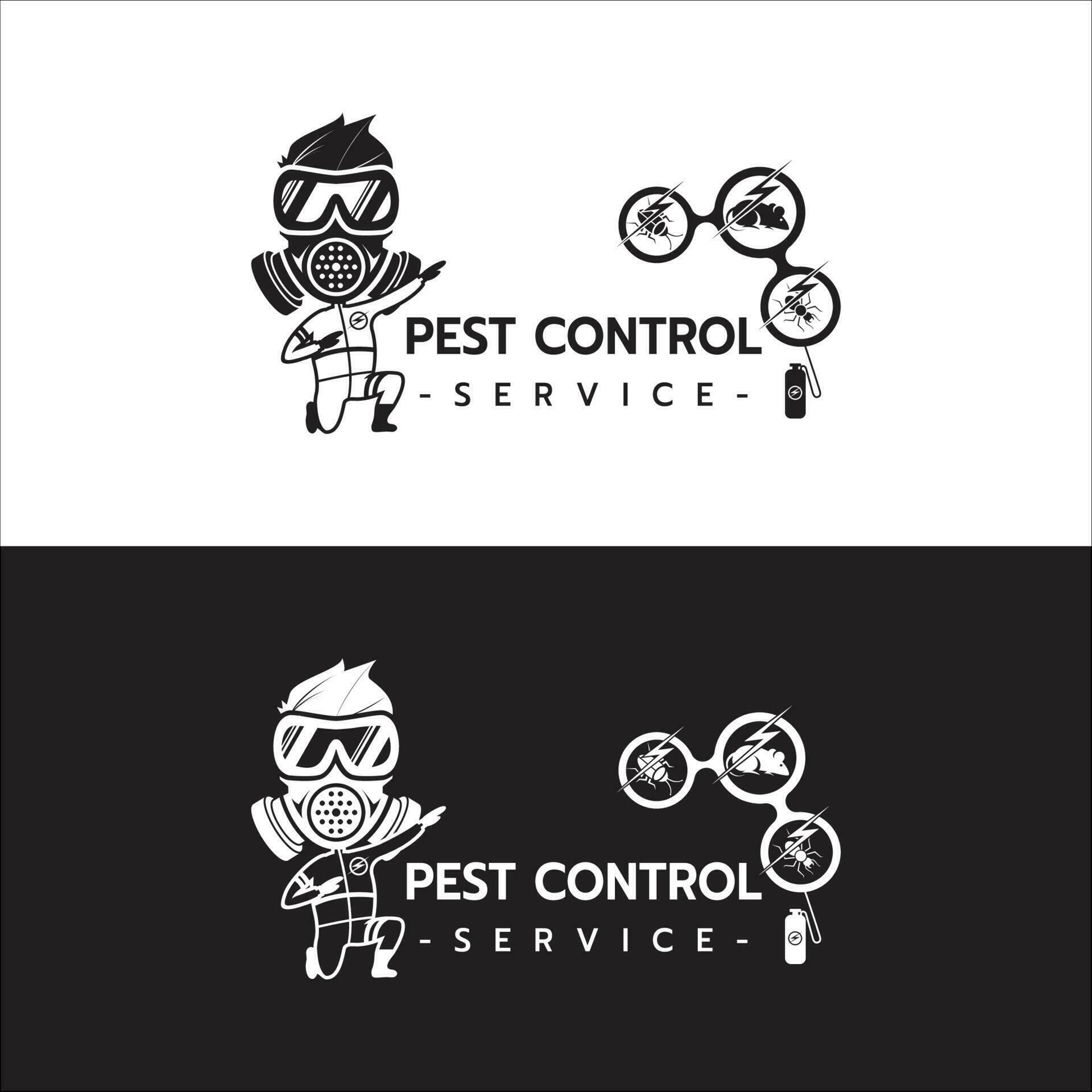 Pest Control Service logo template isolated silhouette with Equipped