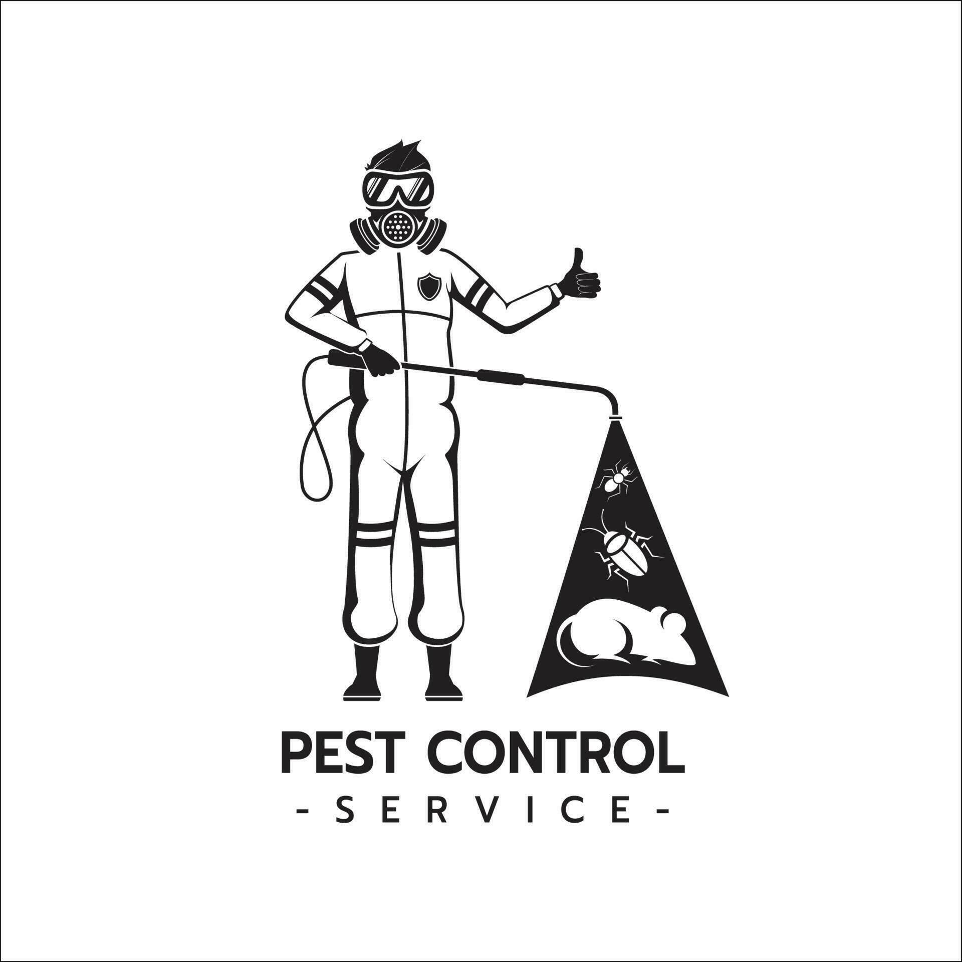 Pest Control Service logo template isolated silhouette with Equipped