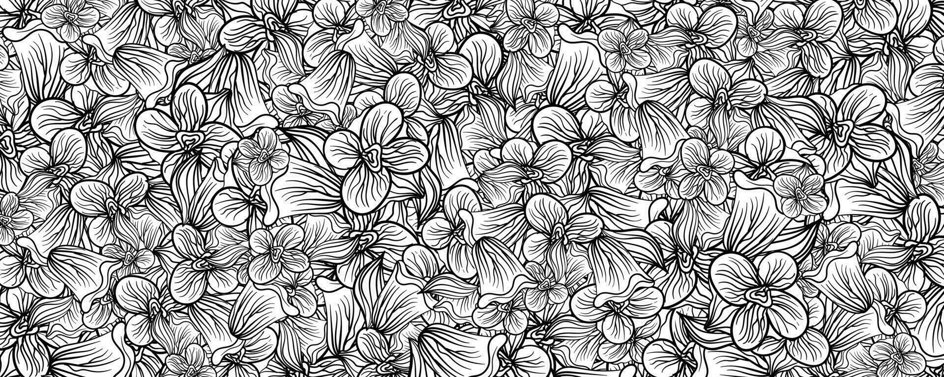 Abstract black white coloring leaf floral flower pattern vector background illustration