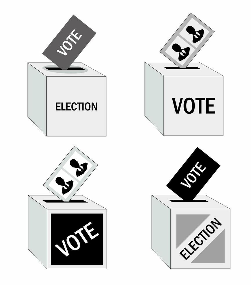 Set of election box collection in monochrome. Ballot box icon. Simple and minimalist. vector