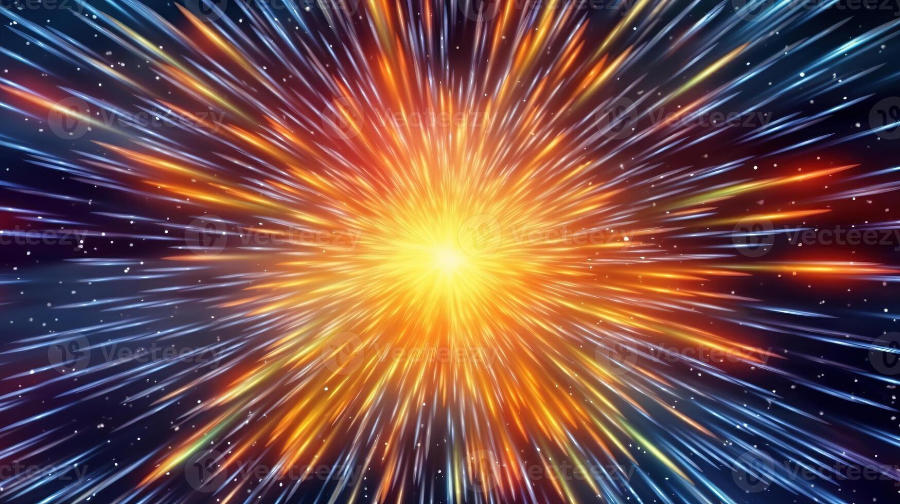 High-energy particles explosion. Star explosion with particles. Star warp and Wormhole. . photo