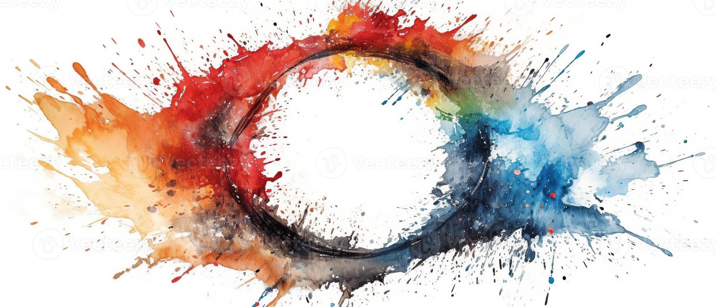 Multicolored splash watercolor template for designs on a white background. . photo