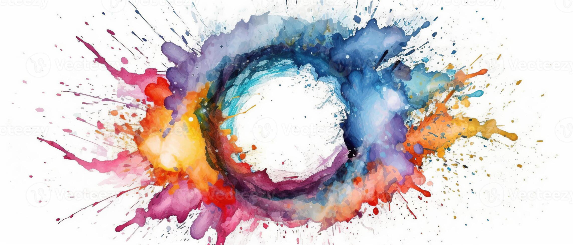 Multicolored splash watercolor template for designs on a white background. . photo